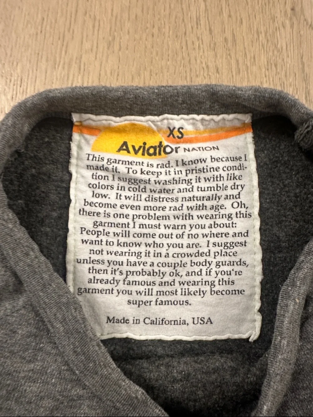 Aviator Nation Bolt Fade Crew Sweatshirt in Heather Grey / Pink Purple Size XS - Picture 6 of 7